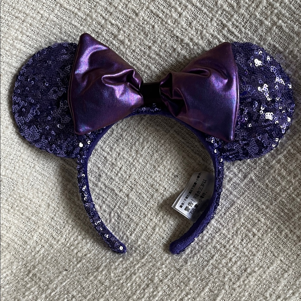 Disney Purple Sequin Minnie Mouse Ears with Bow